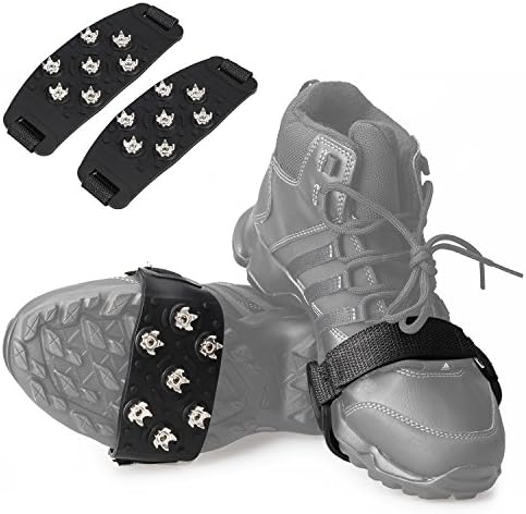 FANBX F Crampon Traction Cleats Anti-Skid Traction Grips Crampons Spikes 7 Point Cleats for Footwear for Walking, Jogging, Hiking, Mountaineering Ice Snow Grips
