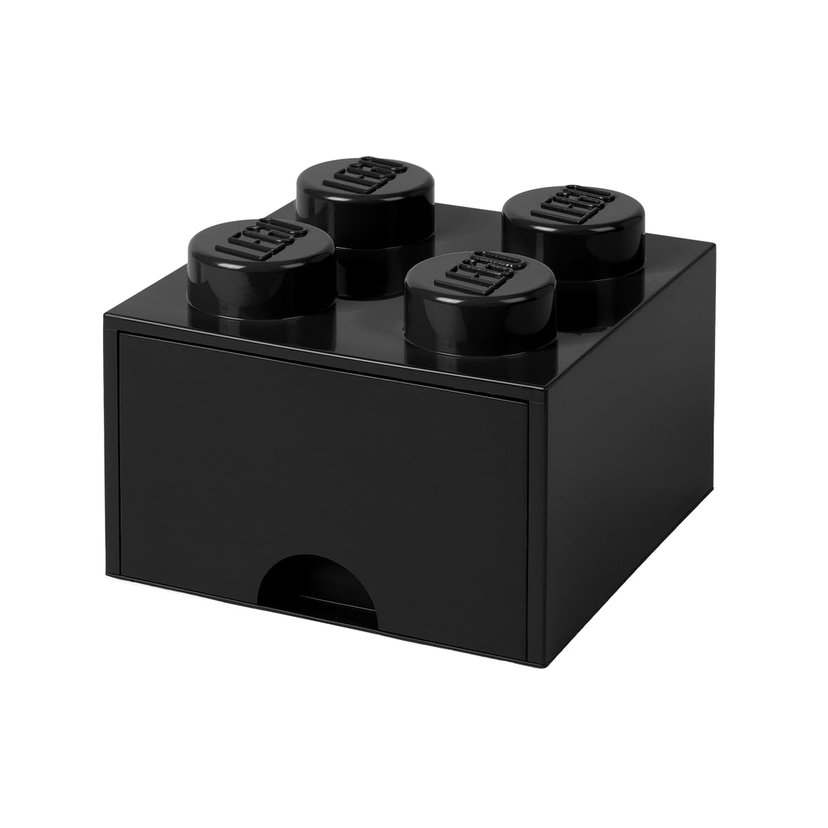LEGO Brick Drawer, 4 Knobs, 1 Drawer, Stackable Storage Box, Black