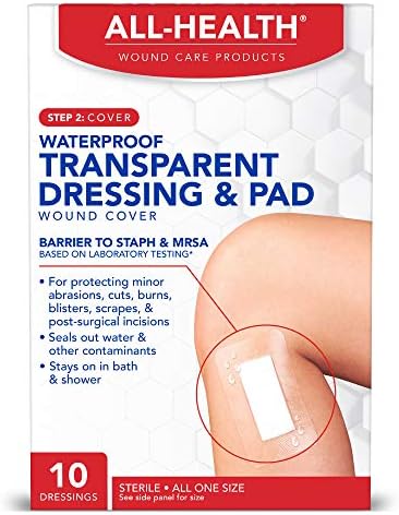 All Health Waterproof Transparent Dressing & Pad, 2.375in x 4in, 10 Count
