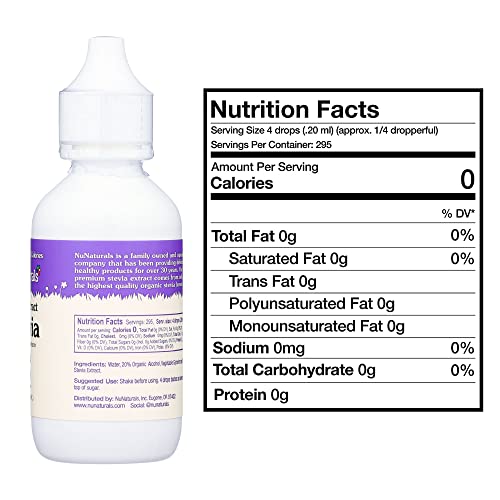 NuNaturals Liquid Stevia Sweetener, Clear Unflavored, Plastic, 2oz (2-Pack)