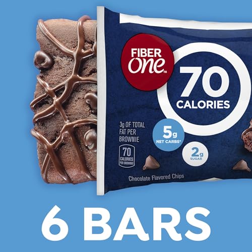 Fiber One 70 Calorie Chocolate Fudge Brownies, Mega Pack, 18 ct, 16 oz | 26% Daily Value of Fiber per Bar, 70 Calories & 2g Sugar, 5g Net Carbs, Bulk Pack for Office or Pantry Stocking