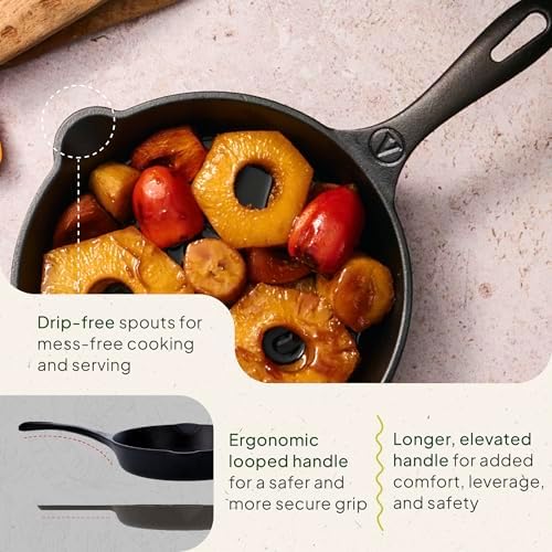 Victoria 10-Inch Cast Iron Skillet, Pre-Seasoned Cast-Iron Frying Pan with Long Handle, Made in Colombia | Pan with Long Handle, Made in Colombia