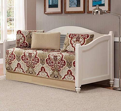 Luxury Home Collection 3 Piece Full/Queen Quilted Reversible Coverlet Bedspread Set Floral Printed Blue Taupe