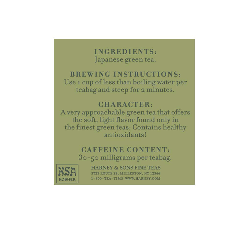 Harney & Sons Japanese Sencha Green Tea, 50 Tea Bags | Japanese Sencha green tea with a light, delicate flavor. Contains caffeine.