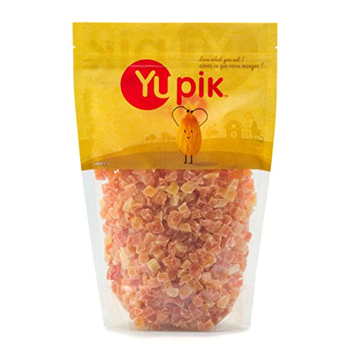 Yupik Dried Papaya, Diced, 2.2 lb (35.2 oz), Gluten-Free, Vegan, Kosher, Sweetened Tropical Dried Fruits, Cubed Papaya Pieces, No Added Sulphites, Fruity Snacks, For Baking, Topping & Inclusions
