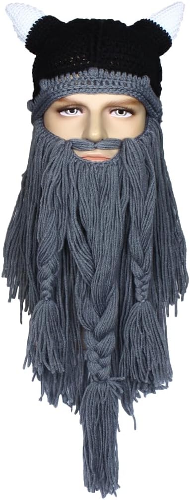 Creative Barbarian Knit Beard Hat Funny Knit Cap Wig Beanie Hats