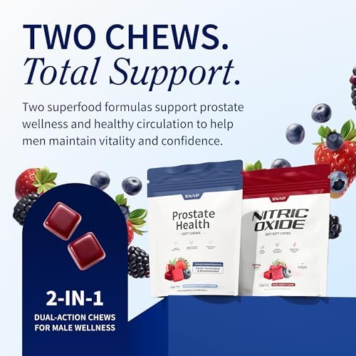 Snap Supplements Prostate Health + Nitric Oxide Bundle, 60 Soft Chews Each | Plant Sterols