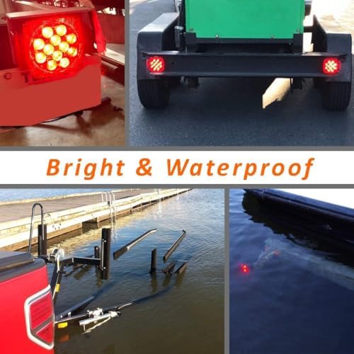 CZC AUTO 12V Submersible LED Trailer Lights & Wiring Kit | Led Trailer Tail Light Set for Under 80 Inch Boat Trailer