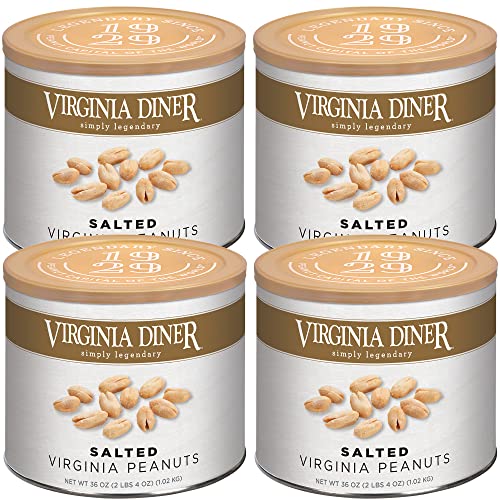 Virginia Diner Salted Virginia Peanuts - XL Gourmet Peanuts Non-GMO, Preservative Free Gifts from Virginia Since 1929-18 Oz Can