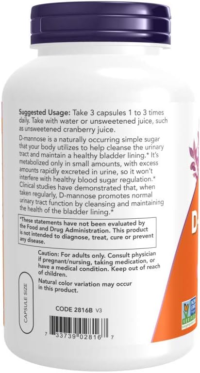 Now Foods D-mannose 500 mg,240 Veg Capsules