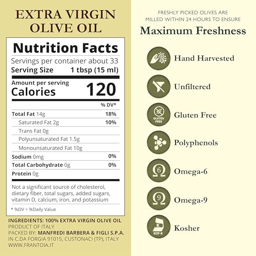 Frantoia Extra Virgin Olive Oil, 101.4 Fl Oz (3L Tin) – Award-Winning Sicilian EVOO Made from Biancolilla