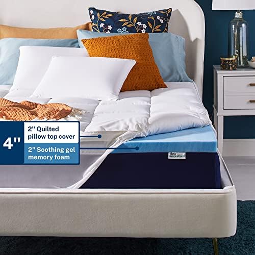 Sleep Innovations Dual Layer 4 Inch Memory Foam Mattress Topper, California King Size, Medium Support