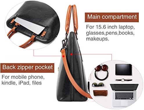 BOSTANTEN Briefcase for Women Leather 15.6 inch Laptop Shoulder Bag Office Work Crossbody Handbag