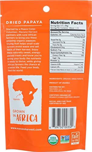Mavuno Harvest Dried Papaya, Organic, 2 Oz