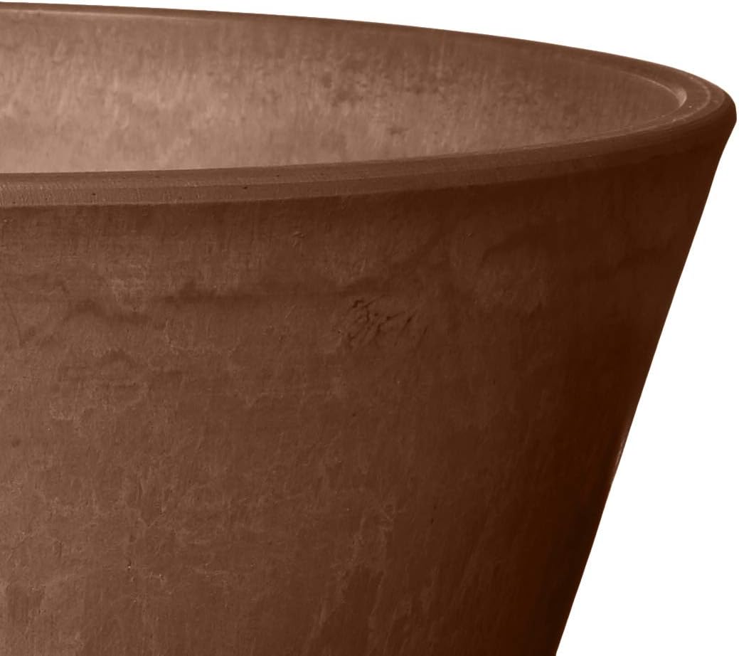 PSW Pot Collection TD25TC Plastic/Stone/Wood Composite Shallow Bulb Pan - No Drainage Hole (Drillable), Planter for Succulents, Bonsai, Fairy Gardens, Herbs, 10-inch, Terra Cotta Color