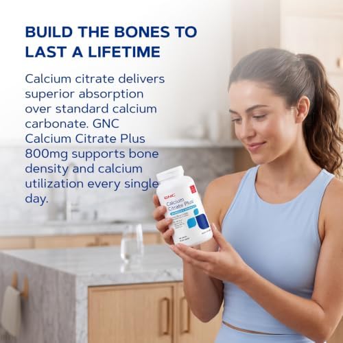 GNC Calcium Citrate Plus 800mg, 180 Caplets, 45 Servings