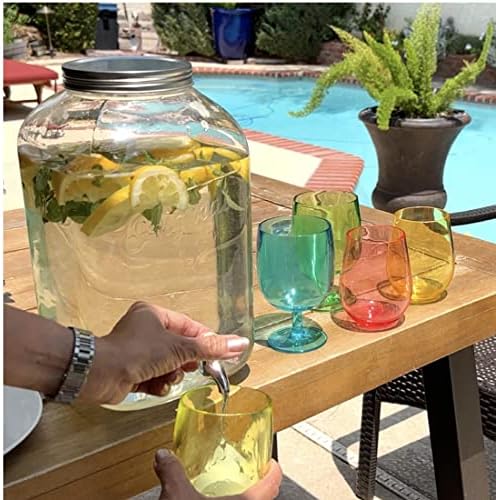 Lily's Home Plastic Beverage Dispenser with Spigot - 2 Gallon Drink Holder for Water, Juice, Tea - Ideal for Parties, Lemonade Stands, & Events