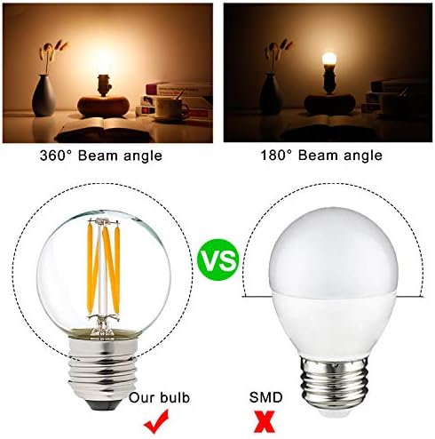 Litehistory e12 led bulb dimmable g16.5 Light Bulb 4W Equal 40 Watt 400lm AC120V e12 Candelabra Bulb 40 Watt for Chandeliers,Ceiling Fan,Vanity Warm White 2700K Globe candelabra Light Bulb 6Pack