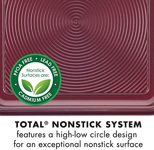 Circulon Nonstick Bakeware Set, Nonstick Cookie Sheet / Baking Sheet with Cooling Rack - 2 Piece, Merlot Red