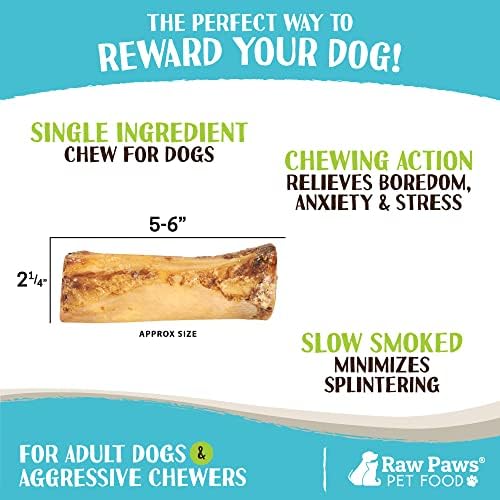 Raw Paws Smoked Beef Marrow Bones for Dogs, 5-6-Inch (4-Count) - Dog Chews