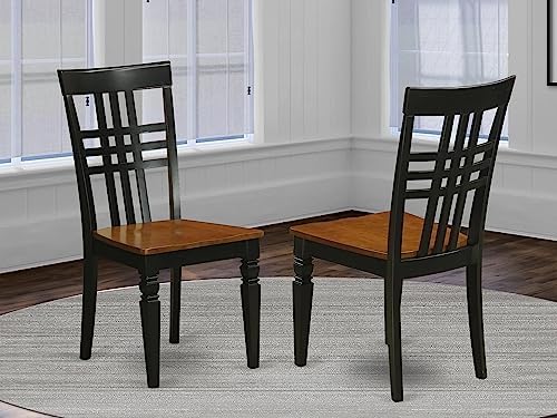 East West Furniture LGC-BCH-W Logan Dining Room Chairs - Stylish Back Solid Wood Seat Chairs, Set of 2, Black & Cherry