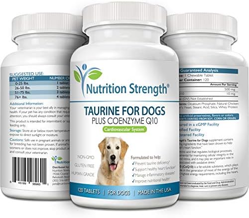 Taurine for Dogs, Support for a Healthy Heart Function, Resist Inflammatory Diseases, with Coenzyme Q10 to Help Manage Heart Failure and DCM in Dogs