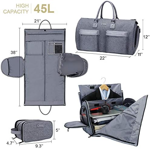 Garment Bags for Travel, 45L Carry on Convertible Garment Duffle bag