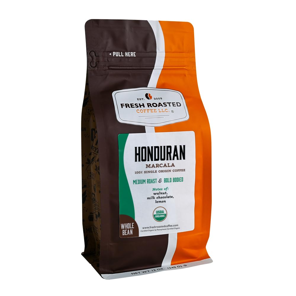 Fresh Roasted Coffee, Dark Brazil Whole Bean Coffee, Med-Dark Roast, Kosher, 5 lb (80 oz)
