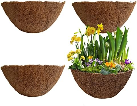 16 Inch Coco Liner for Planters, 2PCS Round Replacement Plant Basket Liner, Coco Fiber for Hanging Basket
