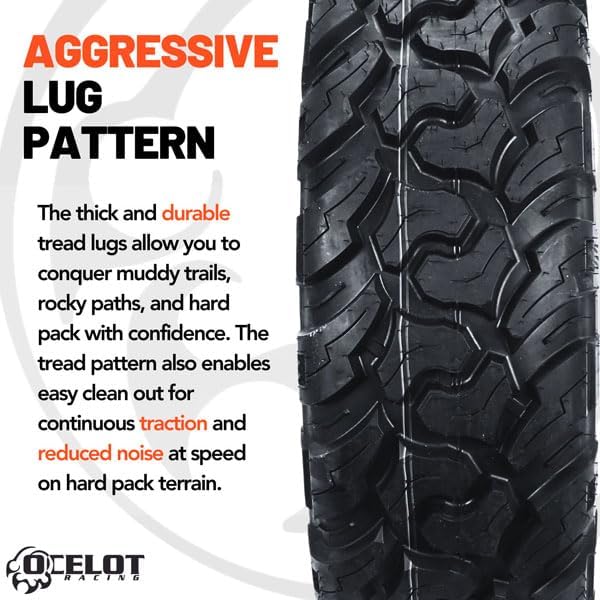 Ocelot WR2016 32x10x14 UTV Tires All Terrain, Durable 8-Ply Radial Construction and Non-Directional Tread