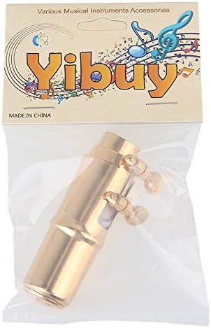 Yibuy #6 Golden Brass B-flat Soprano Saxophone Mouthpiece with Ligature Reed