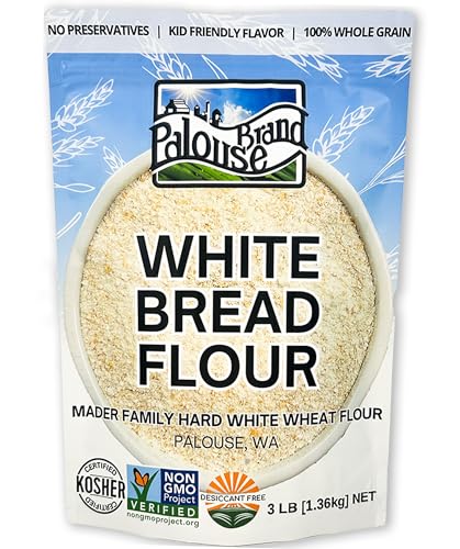 Palouse Brand Certified Glyphosate Residue Free Bread Flour | 3 LBS | Whole Grain | Stone Ground | Non-GMO | 100% Non-Irradiated | Kosher | USA Grown | Field Traced | Resealable Bag