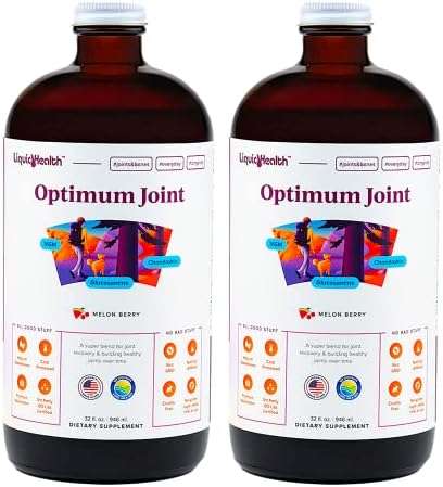 LIQUIDHEALTH Optimum Joint Support Supplement with Glucosamine, Chondroitin, MSM, Hyaluronic Acid - Triple Strength Liquid Vitamins, Gluten-Free, Dairy-Free, Soy-Free Joint Juice, Made in USA (32 oz)