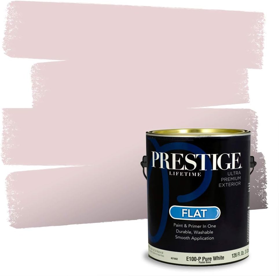 PRESTIGE E500-P-SW6303 Exterior Paint and Primer in One, 1-Gallon, Semi-Gloss, Comparable Match of Sherwin Williams Rose Colored, 1 Gallon, SW17-Rose