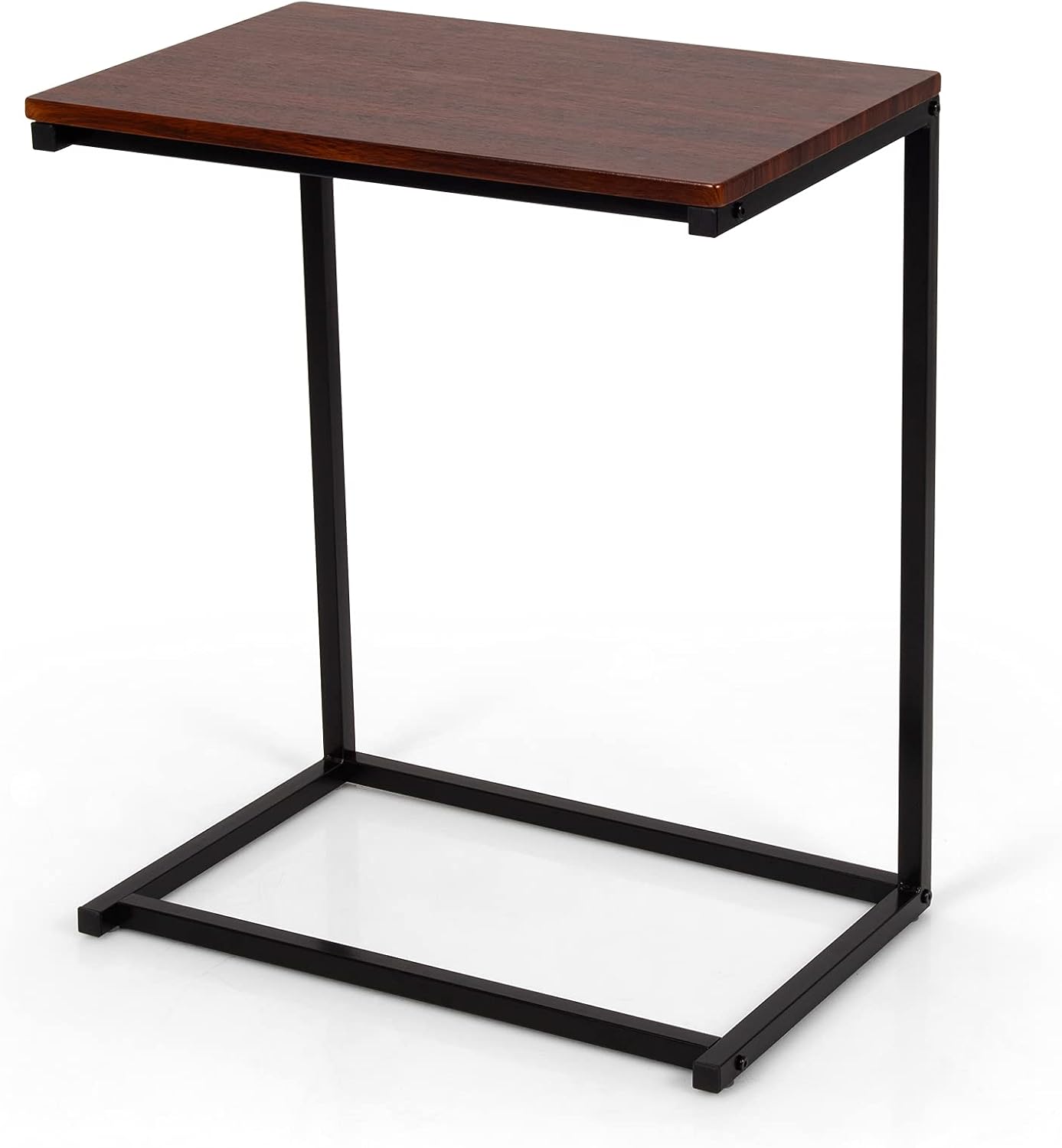 Tangkula C Shaped End Table, Couch Sofa Side TV Tray for Coffee Snack Laptop, Vintage Bedside Table for Living Room, Bedroom