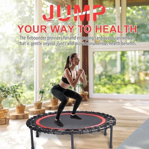 40" Mini Trampoline for Adults, Fitness Rebounder with Elastic Bands, Indoor Exercise Trampoline, Low Impact Workout Equipment for Home Gym