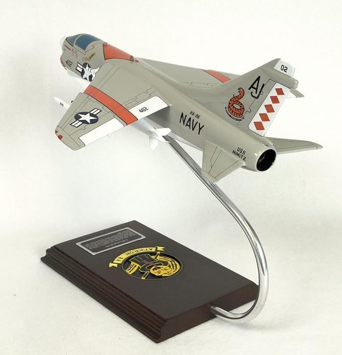 Vought LTV A-7 Corsair II US Navy Attack Jet Model Scale 1/40 | handcrafted mahogany wood, painted, airplane model, desktop display, aviation gift