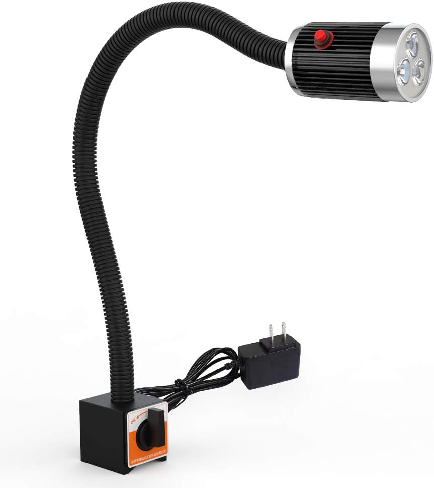 Magnetic Work Light, 9W Led Flexible Gooseneck with Adjustable Magnetic Base for Lathe Machine Milling Drill Press Workbench Industrial Lighting