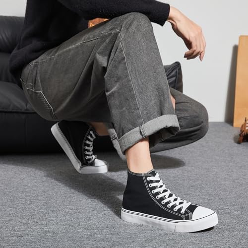 yageyan Men’s High Top Canvas Sneakers Fashion Lace up Walking Shoes Casual Classic