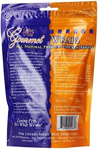Loving Pets Gourmet Sweet Potato & Chicken Wraps Dog Treats with Glucosamine and Chondroitin, 2 Count