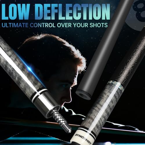 Carbon Fiber Pool Cue Stick 58" Professional Pool Sticks for Adults Full Carbon Technology Low Deflection Pool Cue Billiard Cues with 12.5mm Tip
