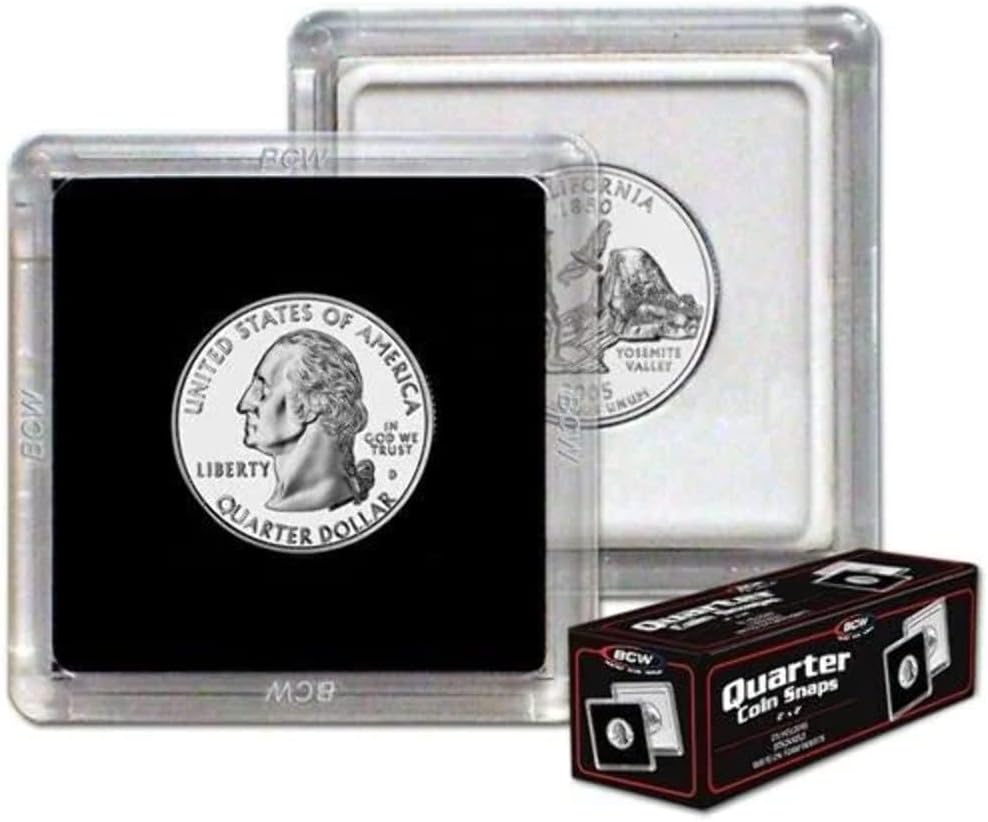 BCW 2x2 Coin Snap - 25 ct Penny Holder | Archival Safe Coin Protector | Crystal Clear Polystyrene Coin Display Case | Ideal for US Lincoln Penny | Coin Holders for Collectors