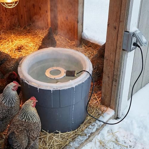 Farm Innovators Chicken Waterer De-Icer for Nipple Drinker Chicken Water Buckets - 150W Water Deicer with Thermostatically Controlled Heating | For