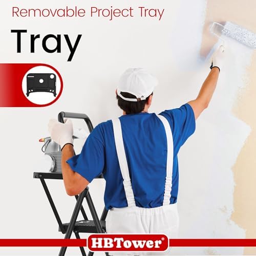 HBTower Step Ladder, Folding Step Stool with Wide Anti-Slip Pedal