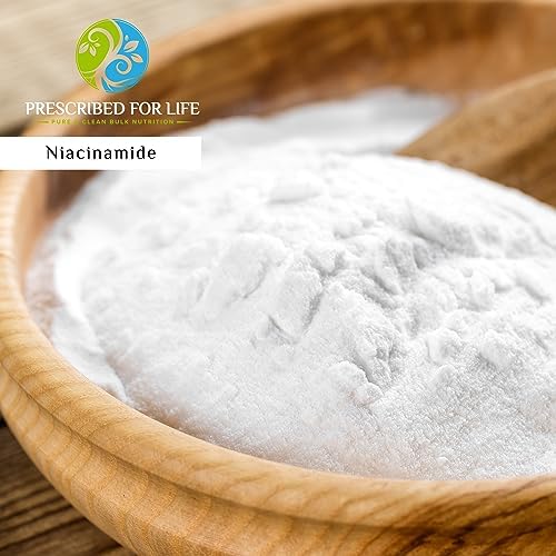 Prescribed For Life Niacinamide Powder (B-C), Fine Granular USP Grade Vitamin B3 Powder, Natural Nicotinamide Supplement, Gluten Free, Non GMO, Vegan, Niacinamida Pura (1kg / 2.2lb)