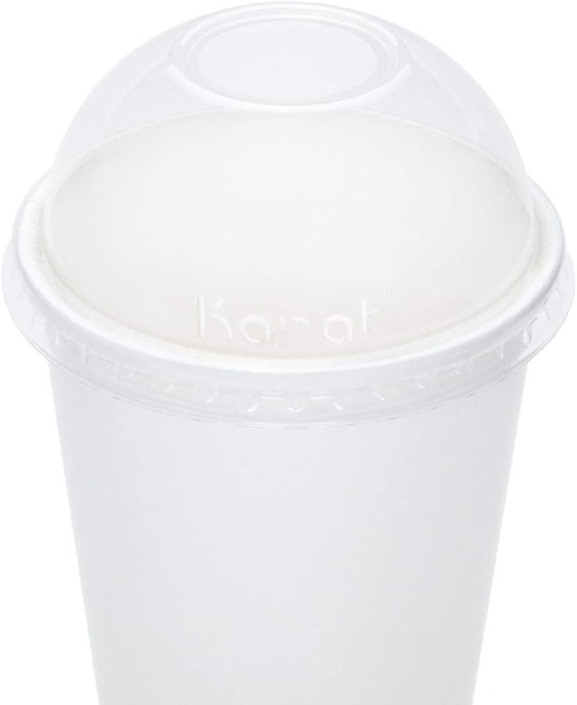 Karat C-KCDL90 90mm PET Dome Lid, Fits 12 oz - 22 oz Paper Cold Cups (Pack of 1000)