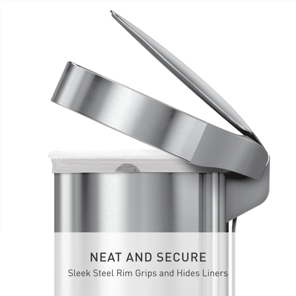 simplehuman 45 Liter / 12 Gallon Semi-Round Automatic Sensor Trash Can, Brushed Stainless Steel