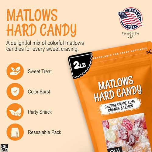 Oh! Nuts Hard Candy Mints Bulk, Individually Wrapped Mint Candy 2 LB | Hard Candy Individually Wrapped - Bulk Candy Individually Wrapped, Crystal Candy Mints, Kosher Certified, 2 LB Bag