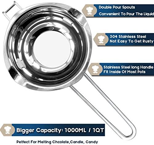 1QT Double Boiler Chocolate/Wax/Candy Melting Pot with Silicone Spatula