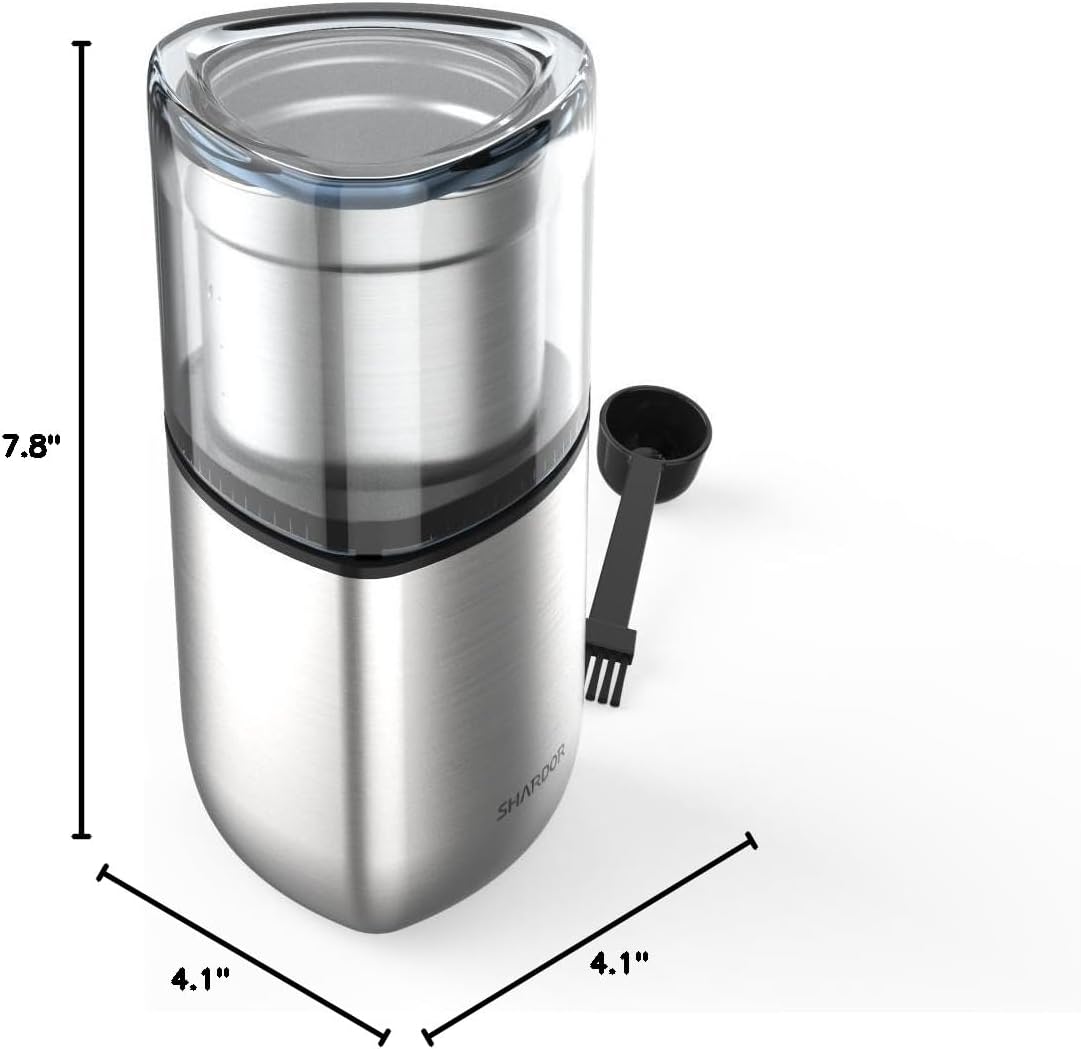 SHARDOR Electric Coffee Bean Grinder, Spice Grinder, 1 Removable Bowl with Stainless Steel Blade, Silver